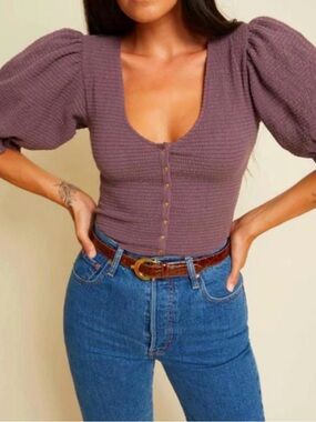 NATION LTD laila snap corset top in frozen grape Small EUC